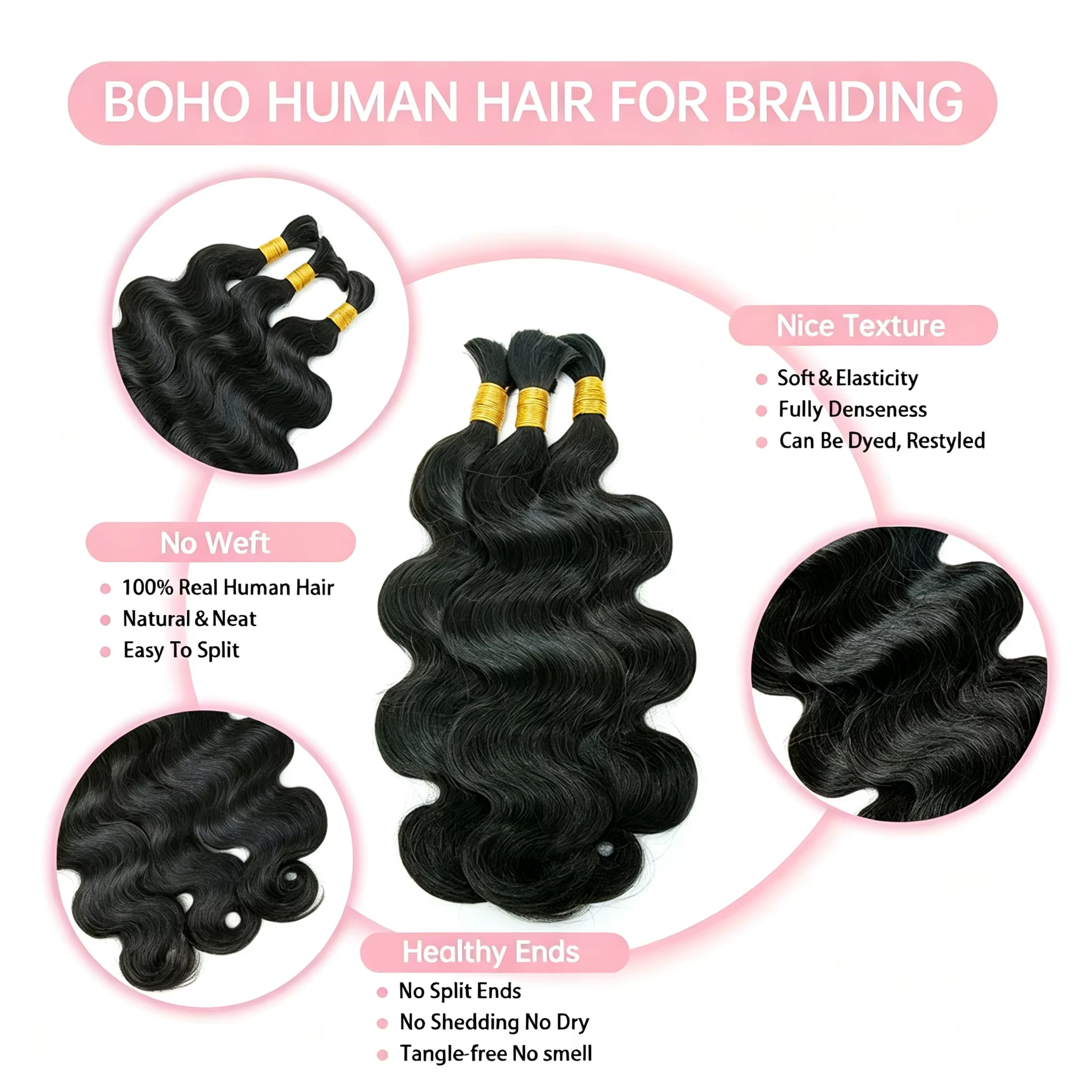 Cheveux humains en vrac pour tressage