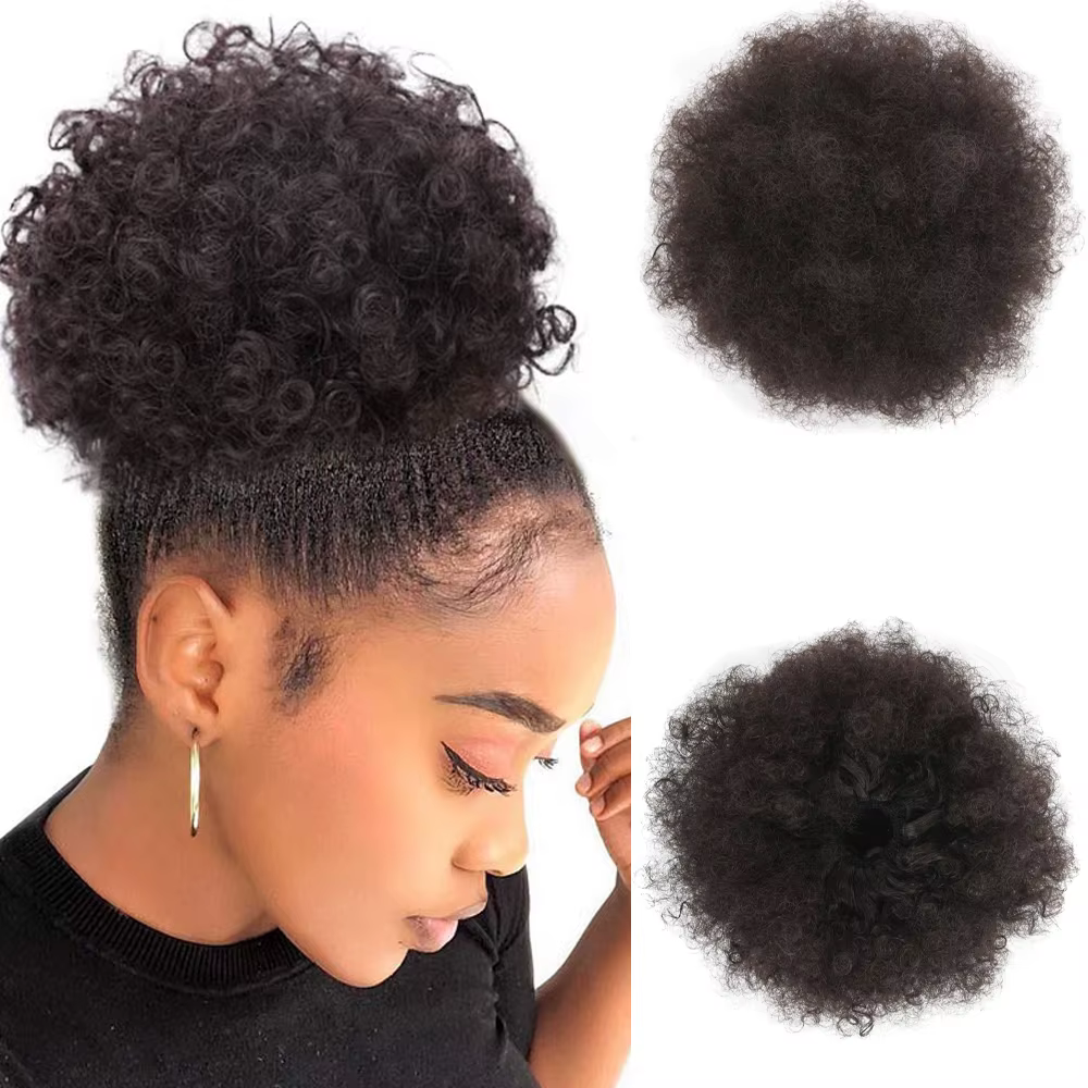 Synthétique grande Afro bouffée cordon queue de cheval crépus bouclés chignon postiche afro-américaine pince dans les Extensions Updo pour les femmes noires