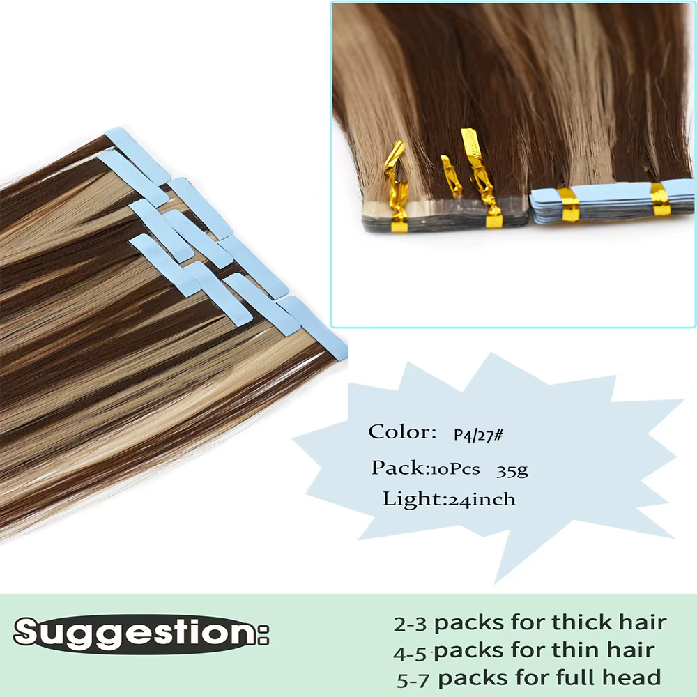 Bande dans les Extensions de cheveux adhésif Invisible 24 pouces