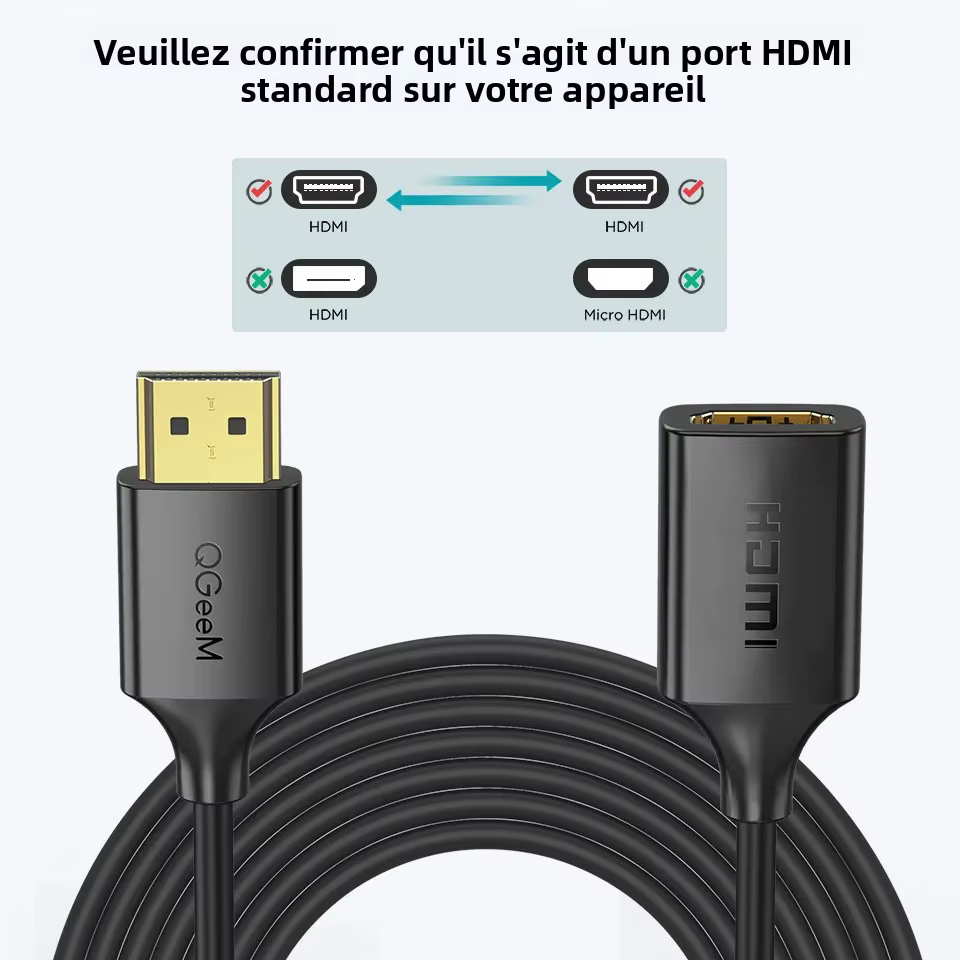 Câble d'extension HDMI 4K QGeeM, adaptateur HDMI 2.0 pour Xiaomi Xbox Series X PS5 PS4 TV Box Ordinateurs portables, câble répartiteur HDMI