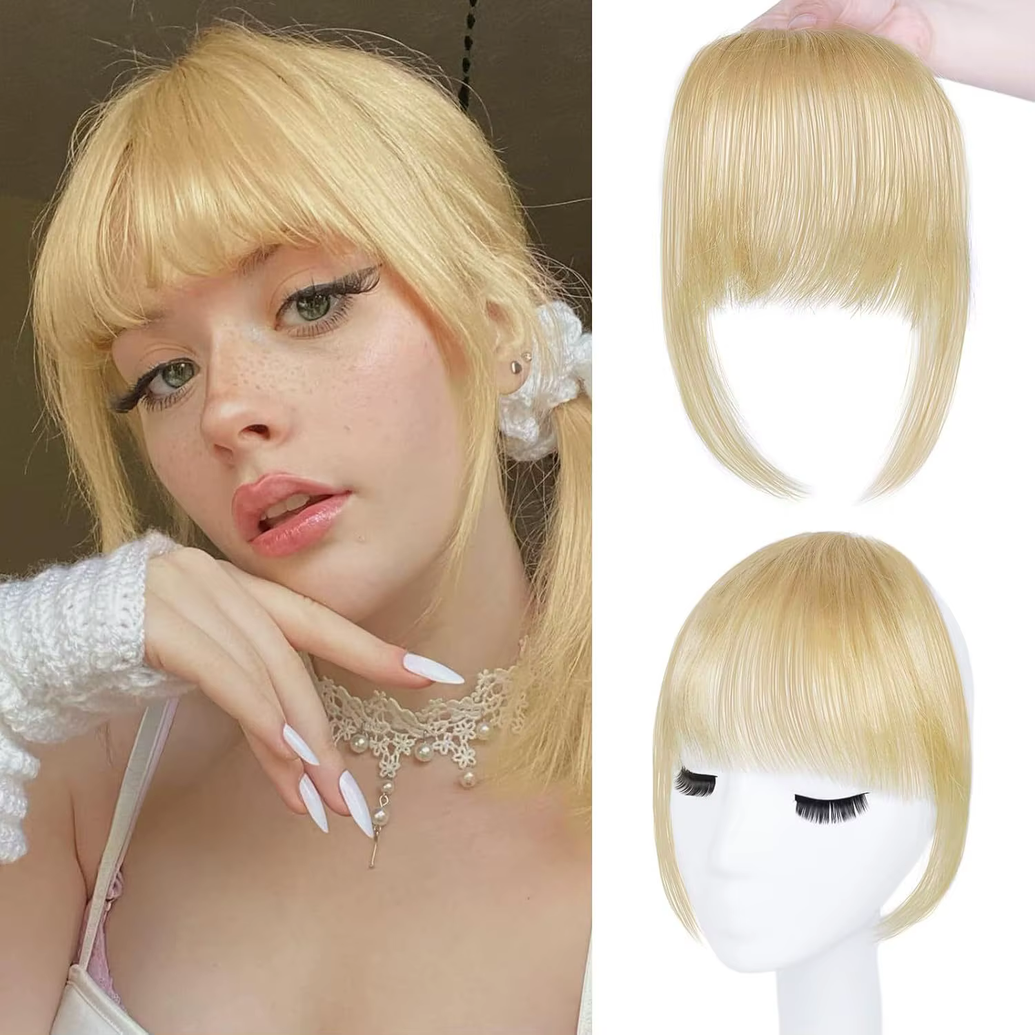 100% cheveux humains frange Extension à clipser franges avant postiches Air
