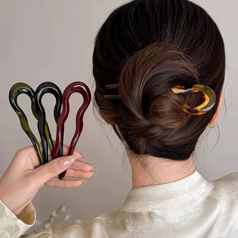 Pince à cheveux torsadée française en acétate