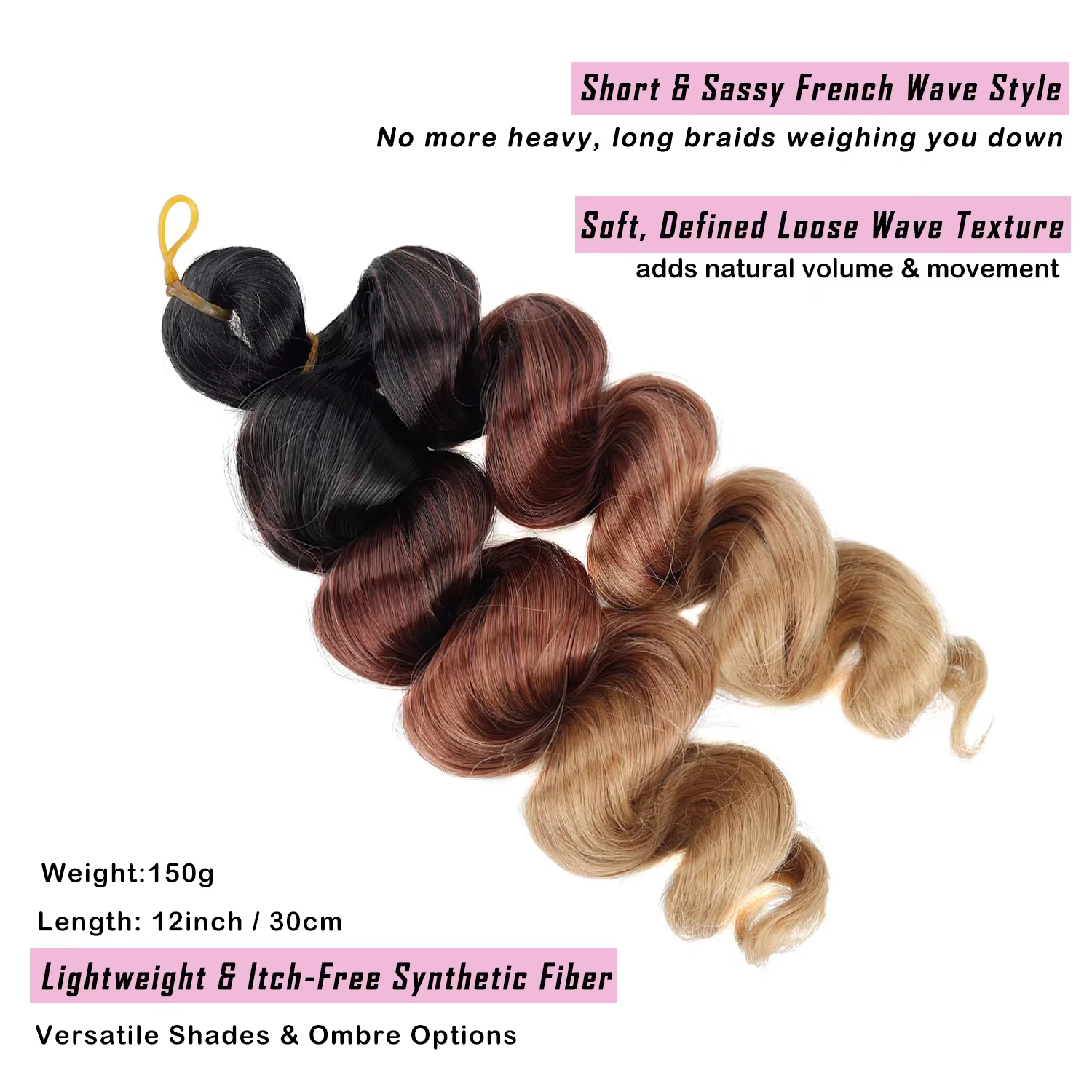 Extensions de cheveux synthétiques bouclés à la française