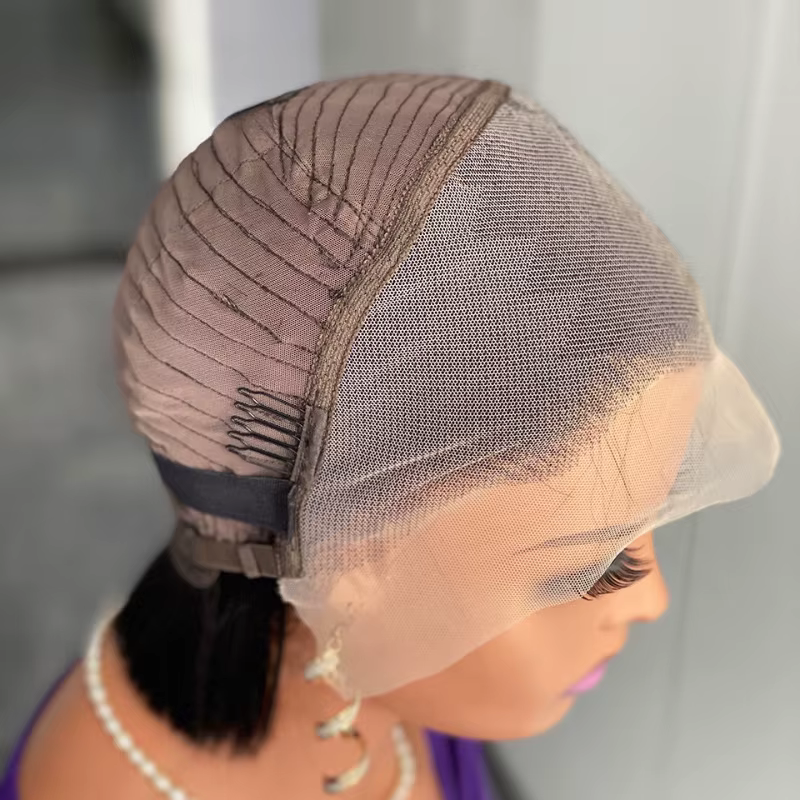 Haute qualité 200% densité 6 pouces 13x4 dentelle avant coupe lutin perruque vierge cheveux humains doux aspect naturel Style facile léger confort