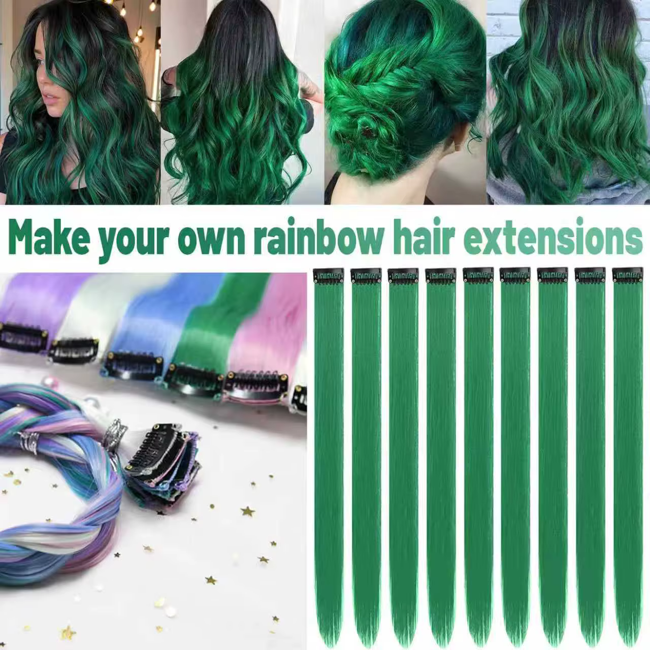 Extensions de cheveux colorés de 22 pouces