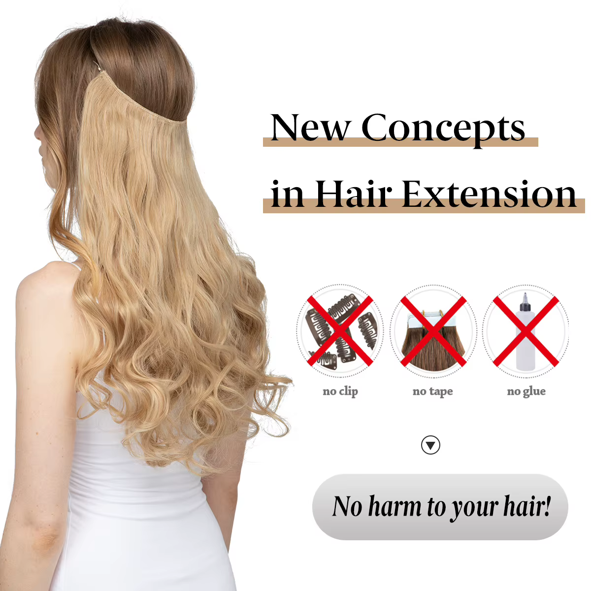 Extension capillaire synthétique sans Clips