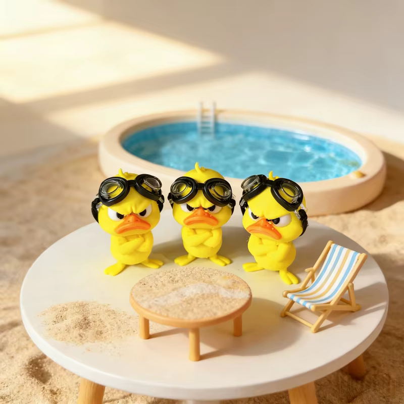 Ornement de canard en colère mignon avec lunettes de protection, décoration pour bureau, étagère, intérieur/extérieur, cadeau parfait pour les amis