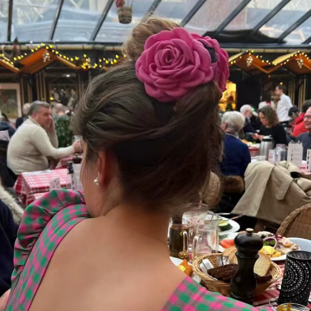 Pince à cheveux fleur angirose en tissu pour femmes et filles