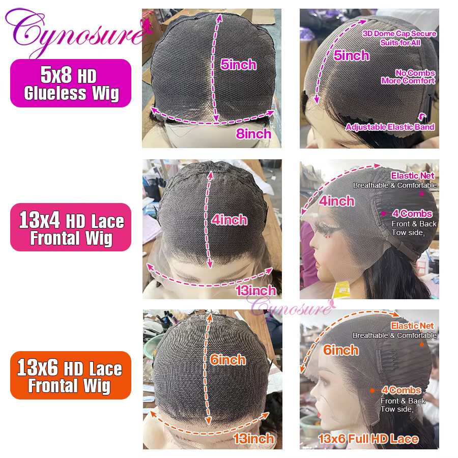Cynosure 13X4/13X6 HD Transparent dentelle avant perruques de cheveux humains pour les femmes pré plumées Remy