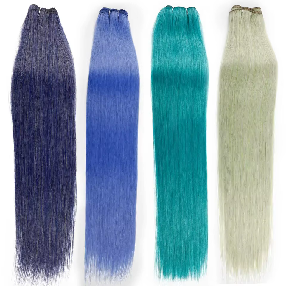 Extensions de cheveux synthétiques lisses ombrés