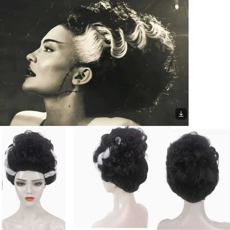 Perruque afro noire et blanche en forme de ruche