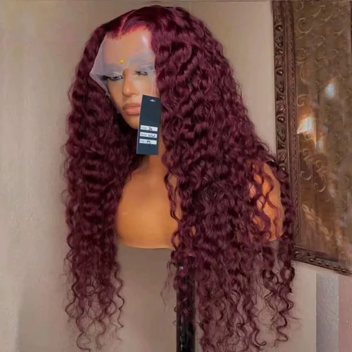 Perruque Lace Frontal Wig synthétique Deep Wave 99J