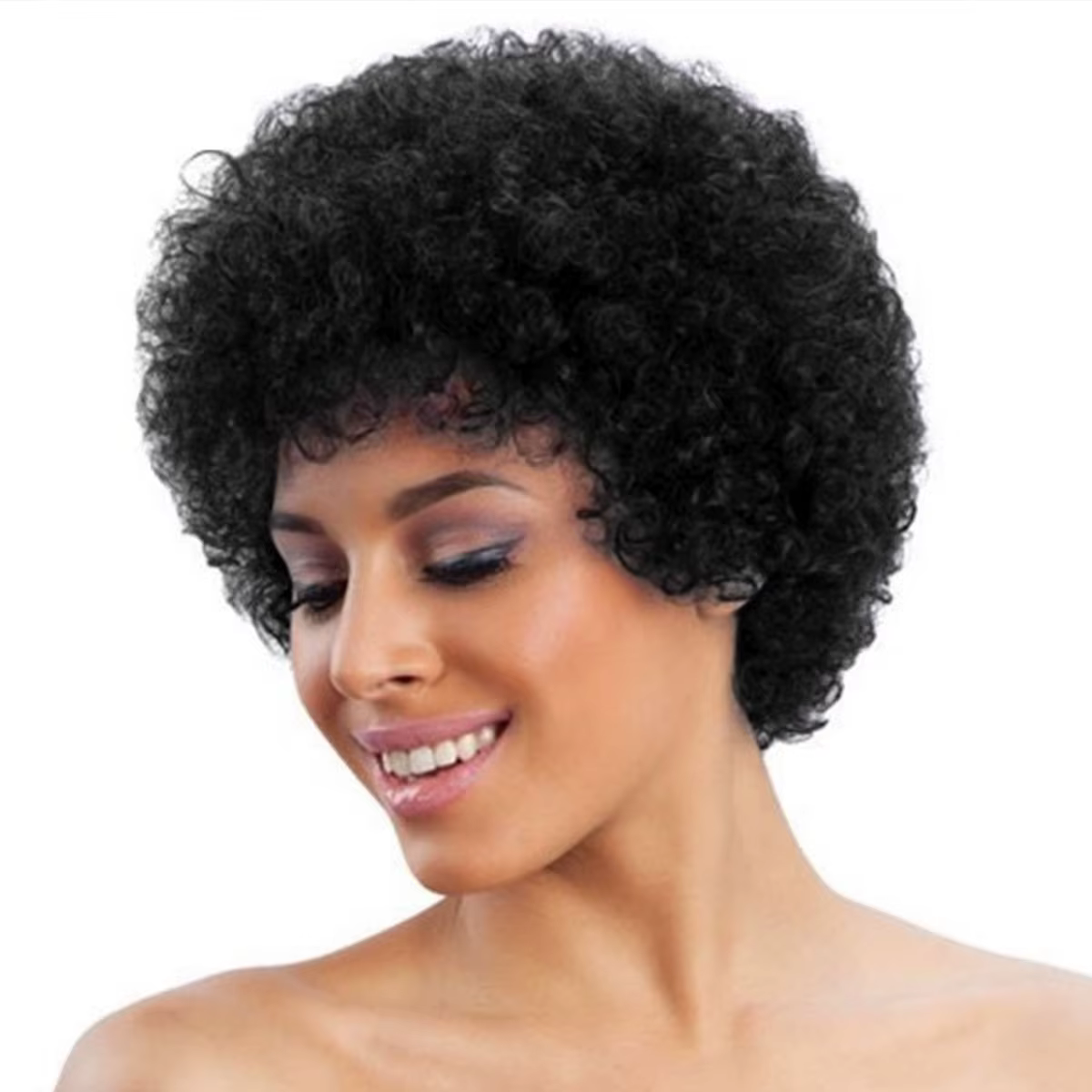 Pas cher court Afro crépus bouclés perruques pour les femmes cheveux humains