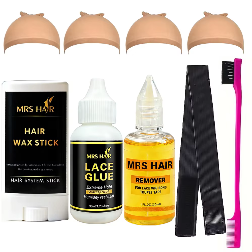 Kit d'installation de perruque complet avec 9 pièces : bonnet HD