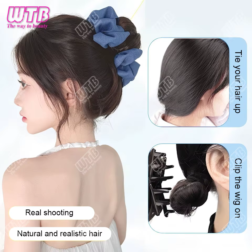 Nouvelle mode femmes chignon synthétique avec accessoires de cheveux pince à saisir Maruko tête perruque