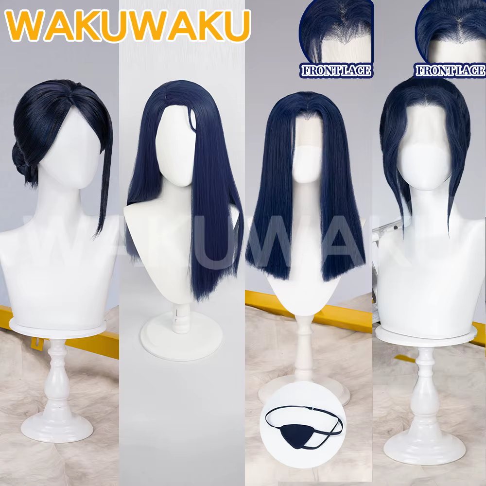 En STOCK Caitlyn avant dentelle perruque Anime Arcane Cosplay WakuWaku femmes bleu foncé cheveux longs 50 cm