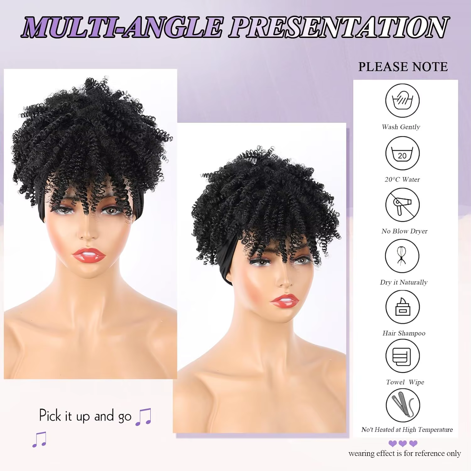 Afro Ombre brun bandeau perruque courte