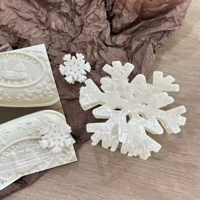 1/3 pièces flocon de neige de noël acrylique griffe de cheveux hiver romantique