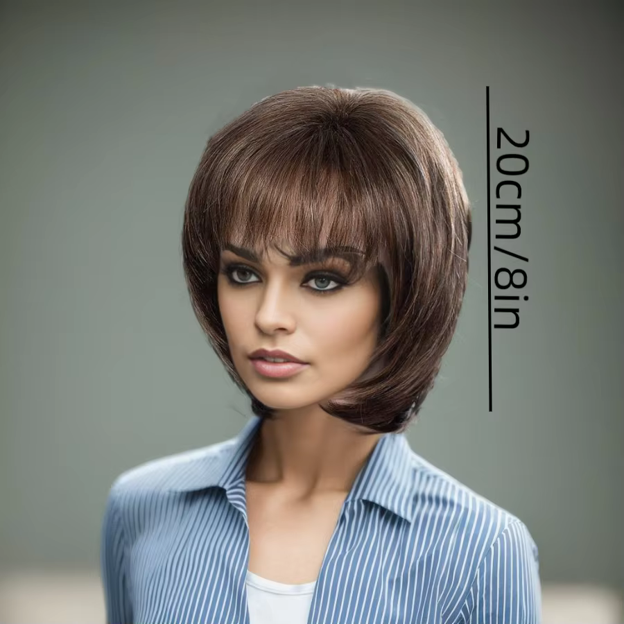 Perruque Coupe Pixie Courte avec Frange pour Femme