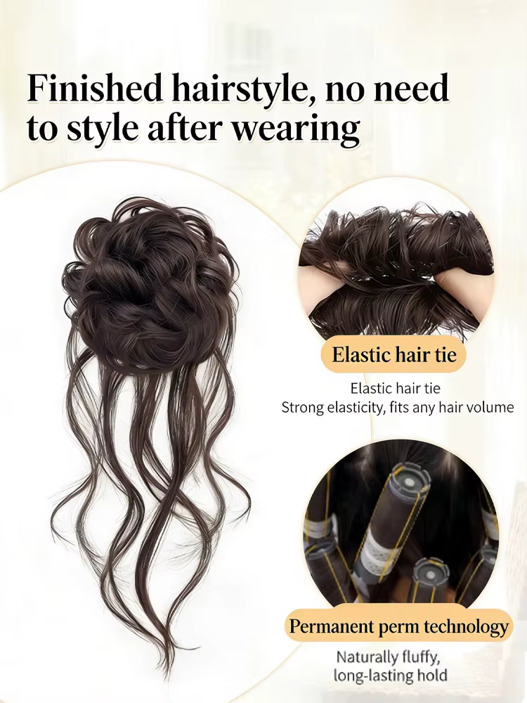 Perruque Dragon Beard Meatball Bun pour femmes et filles