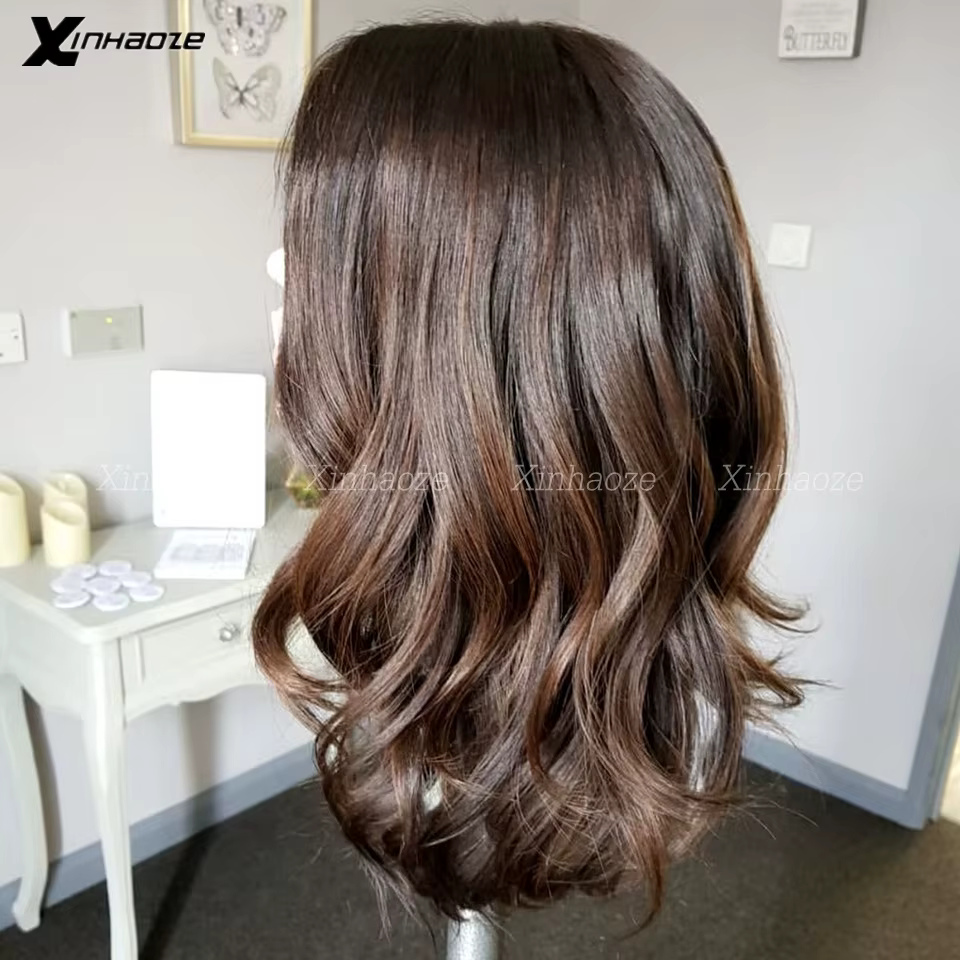 Perruque Full Lace Wig sans colle, cheveux naturels, Body Wave, brun foncé, doux, baby hair, HD, 5x5, pre-plucked, densité 180%, 360