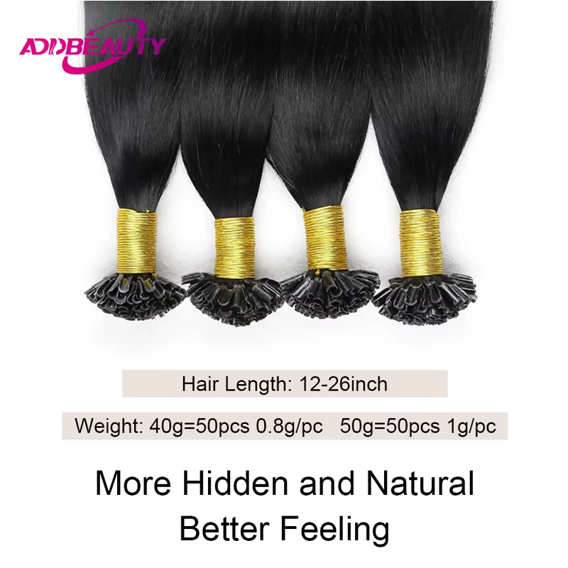 Extensions de cheveux humains à pointe en U