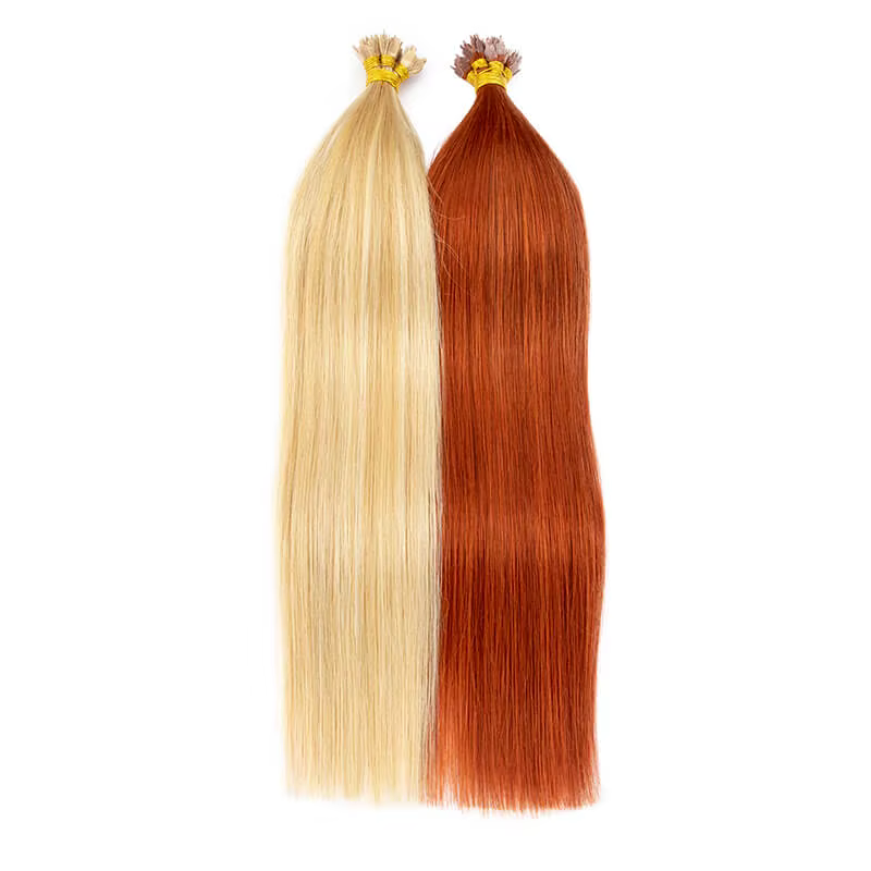Extensions de cheveux humains à pointe en T, 14 "-26", kératine, cheveux humains Remy lisses, couleur blonde/rouge, 50/100 pièces