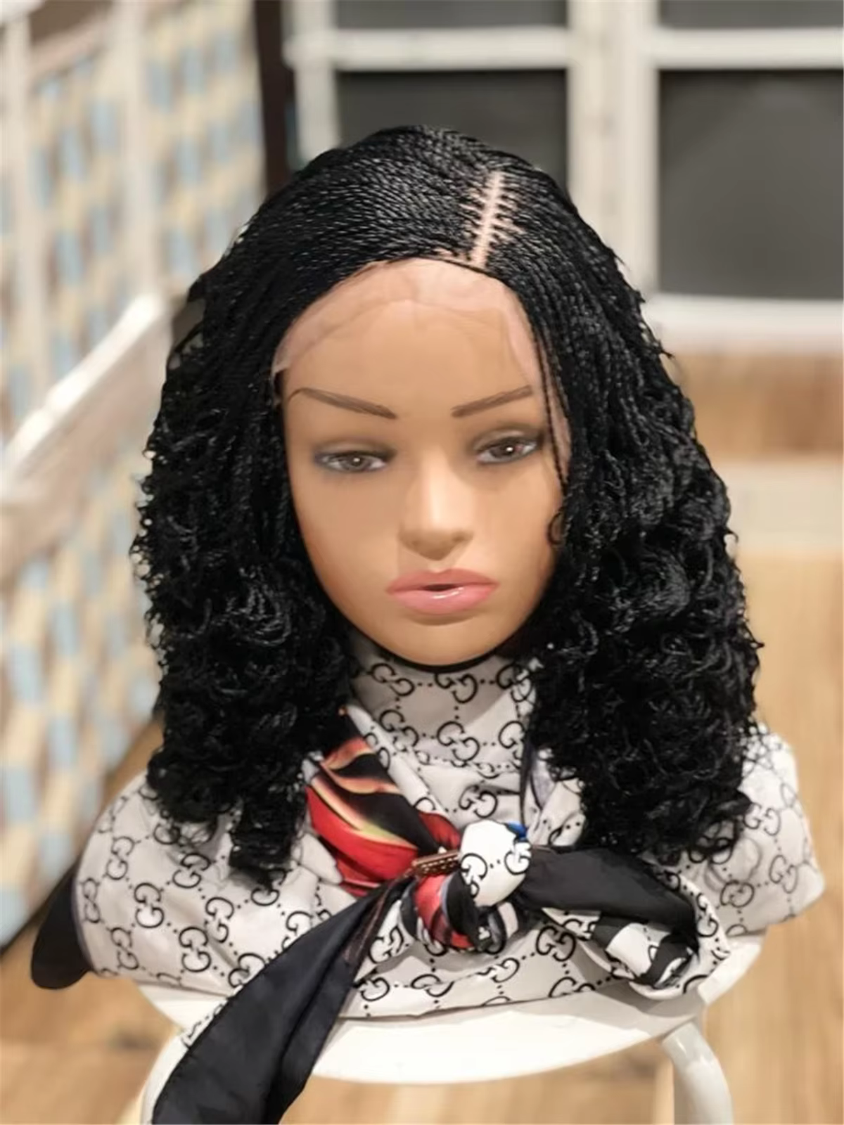 Perruque synthétique tressée torsadée bouclée pour femme
