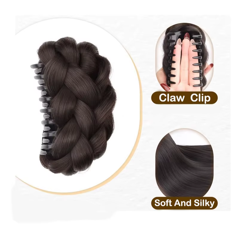 Chignon synthétique torsadé pour femme avec pince à cheveux