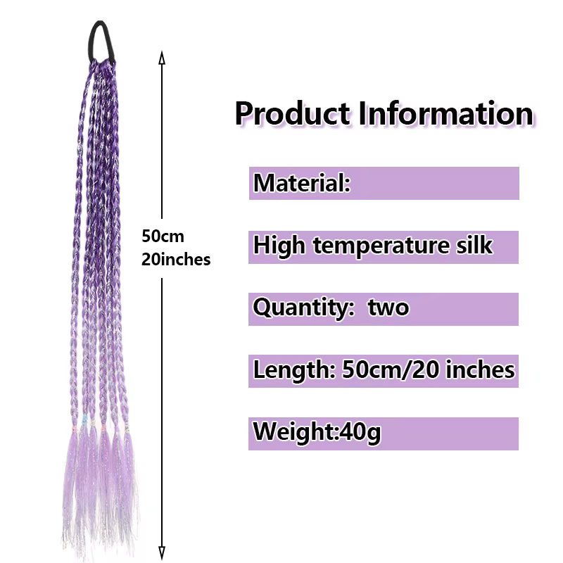 Lot de 2 extensions de cheveux en fibres synthétiques avec tresses torsadées ombrées à fil doré