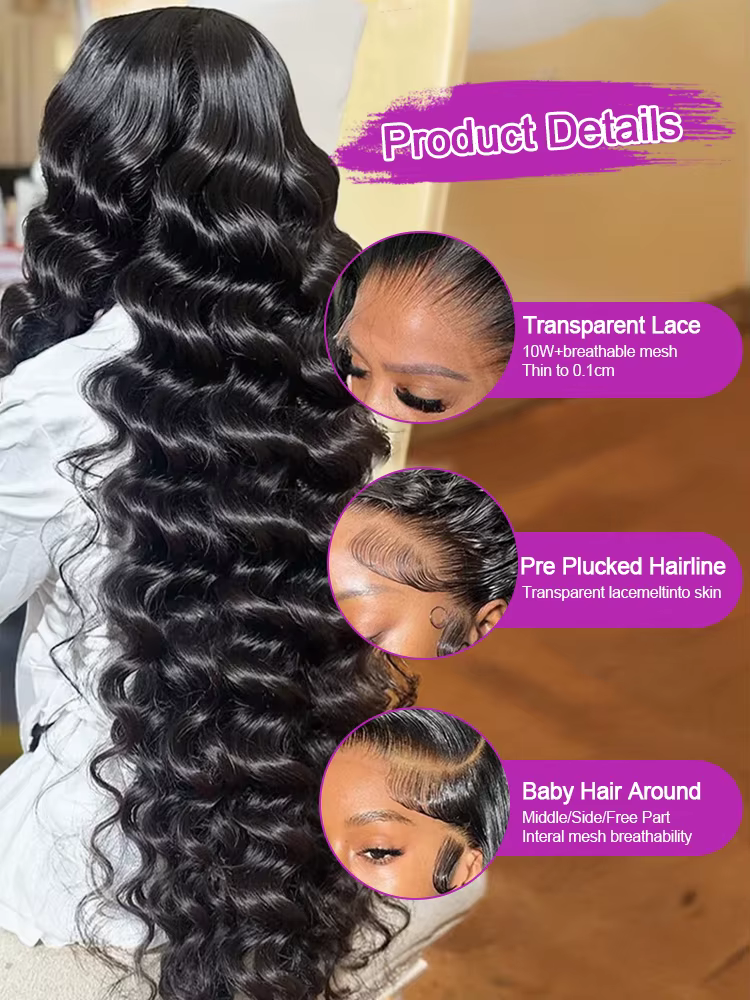 40 pouces HD lâche vague profonde 13x6 dentelle avant perruques de cheveux humains brésilien bouclés eau ondulée 13x4