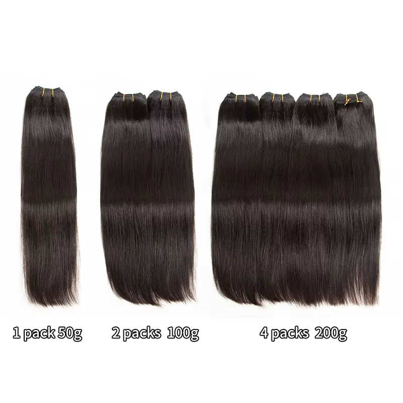 Extensions de cheveux humains à double trame à coudre