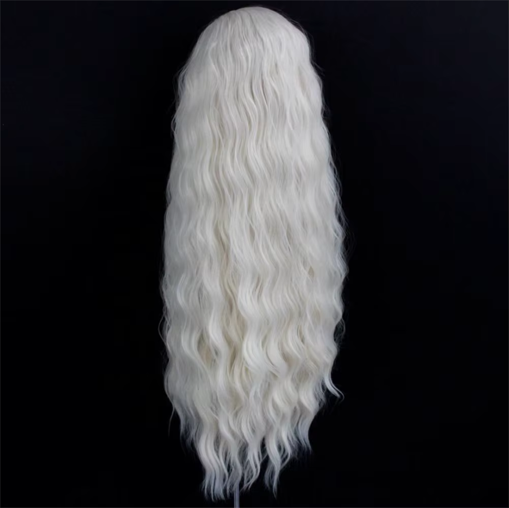 Perruque Lace Front Wig synthétique ondulée Blonde platine