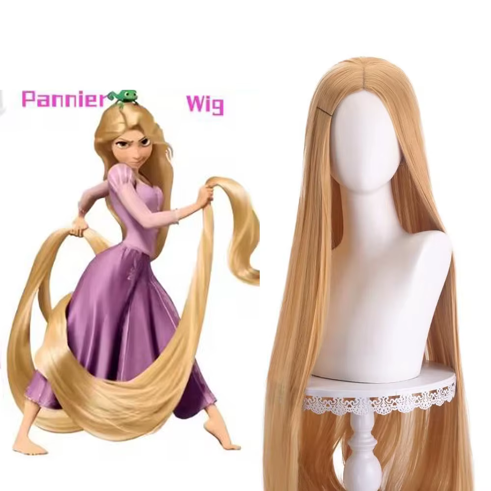 Perruque synthétique longue de princesse Raiponce pour femmes adultes