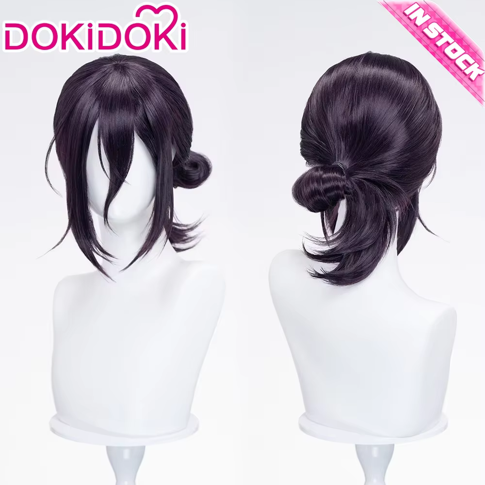 EN STOCK Rezee perruque Anime Cosplay DokiDoki femmes 35 cm cheveux violets