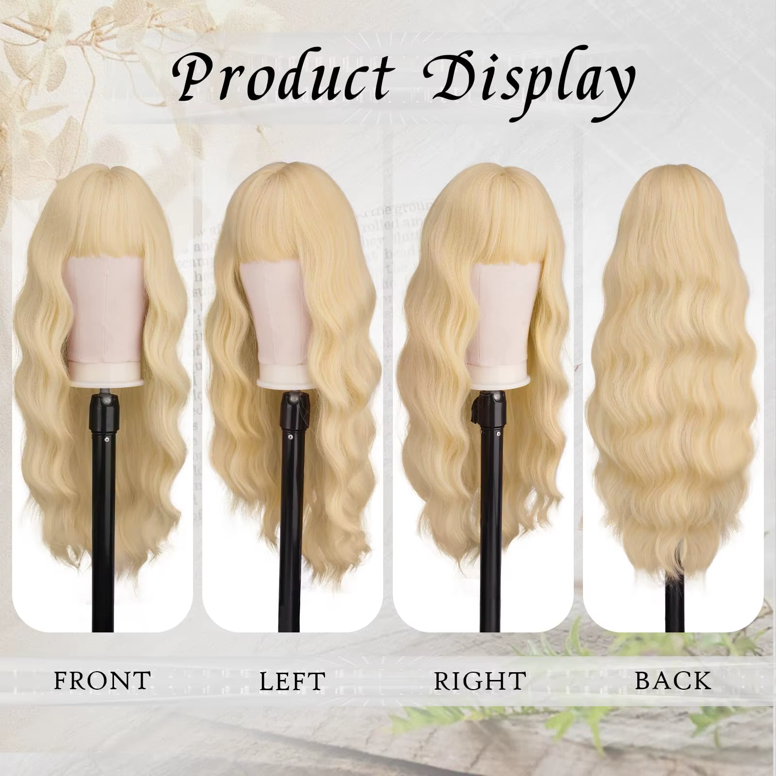 Perruque synthétique longue et bouclée blonde pour Halloween