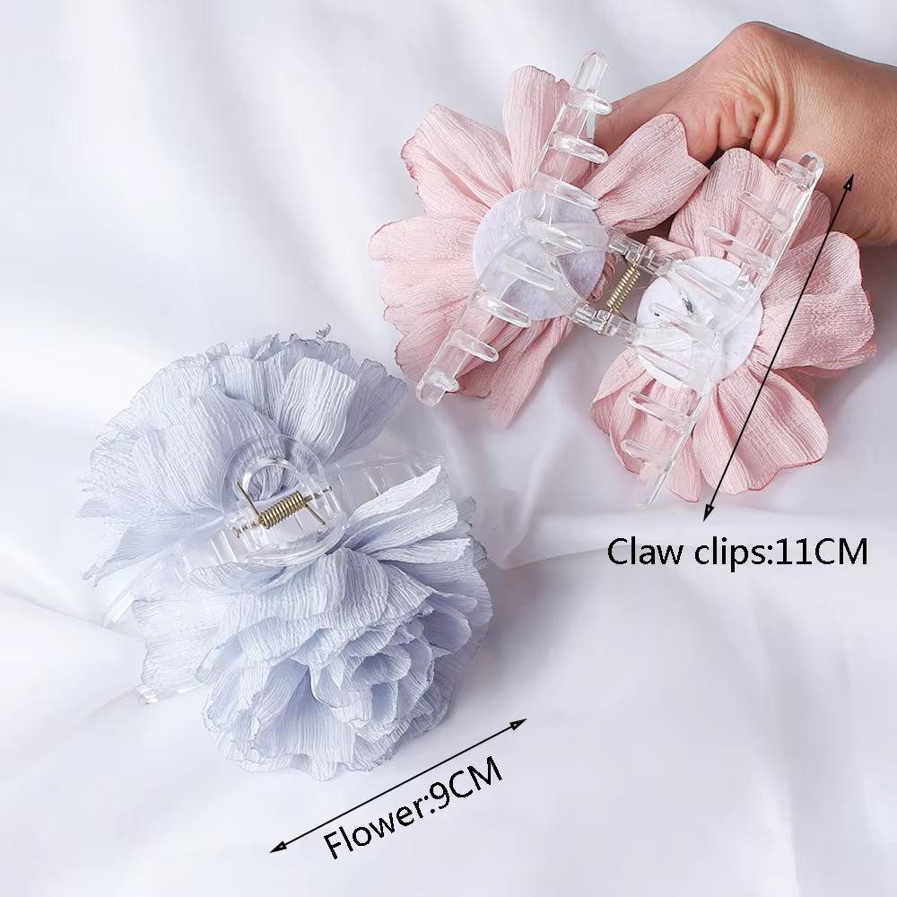 Pinces à cheveux en tissu à grandes fleurs pour femmes et filles