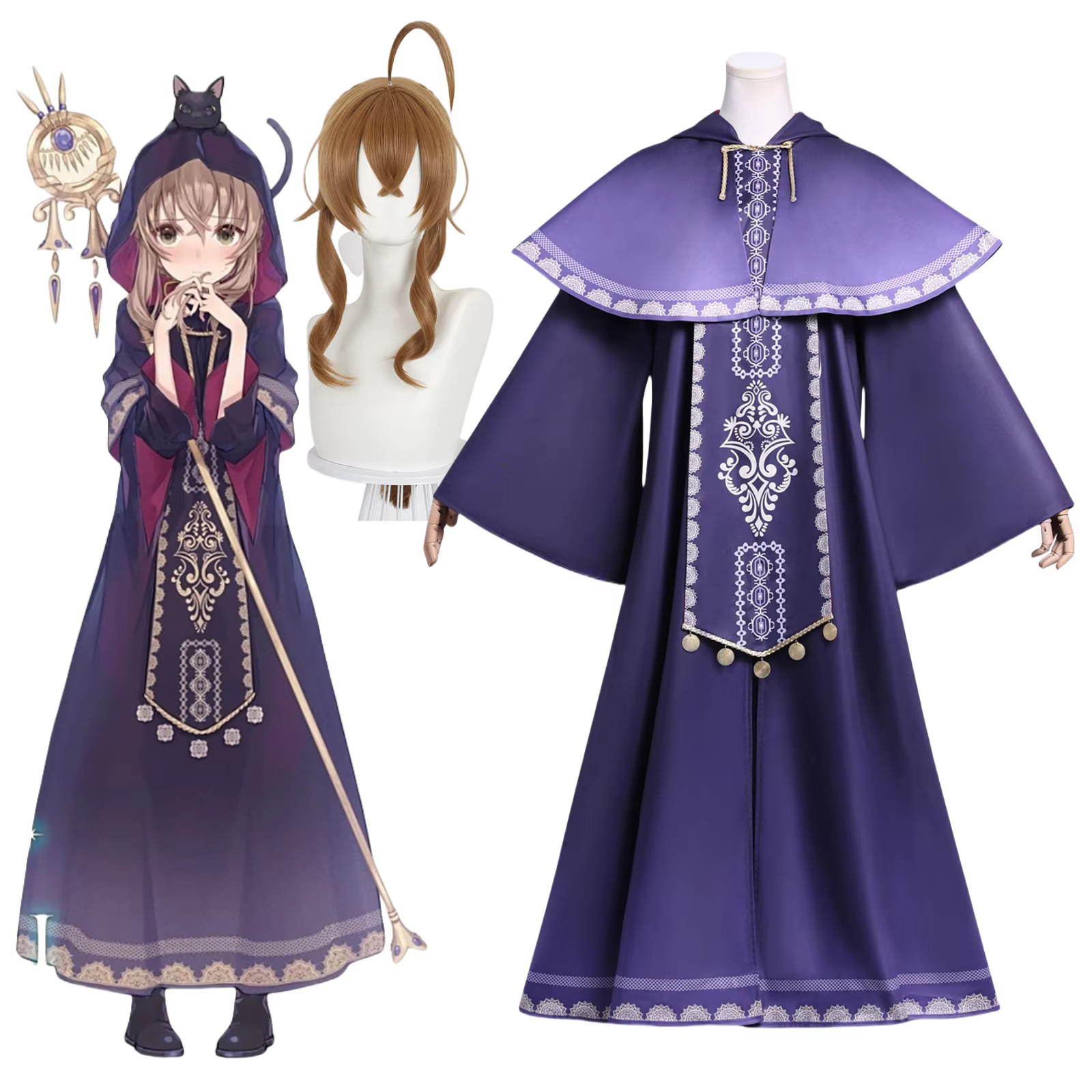 Costume de cosplay et perruque pour femme