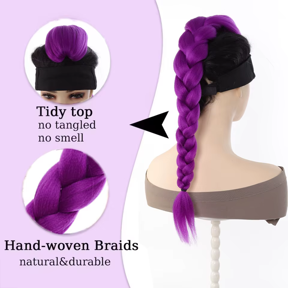 28 pouces cheveux synthétiques longs tressés violet