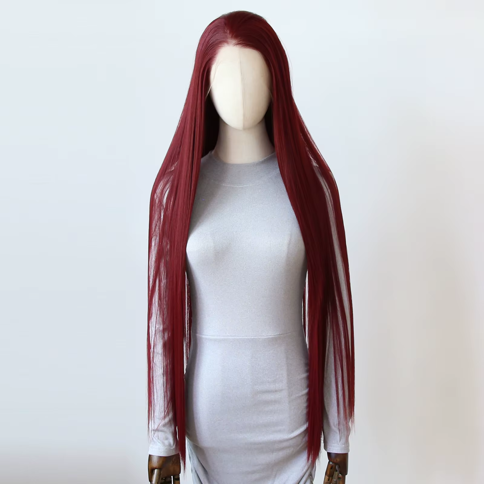 Perruque Lace Front Wig synthétique rouge vin