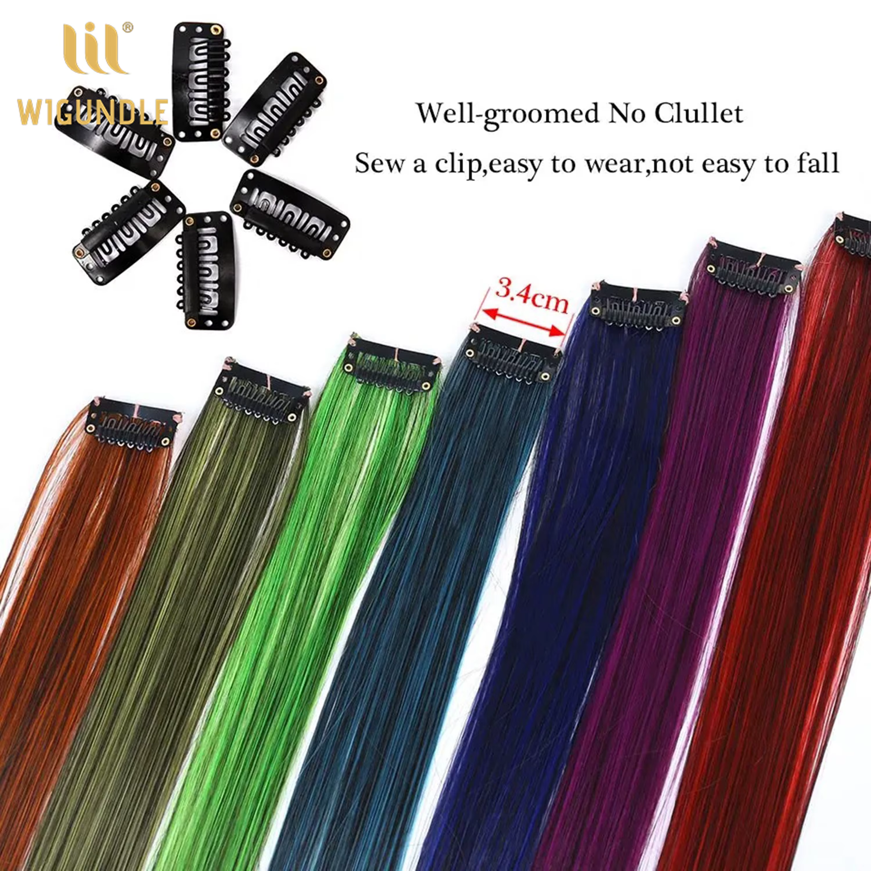 Extensions de cheveux synthétiques longues et droites de 22 pouces