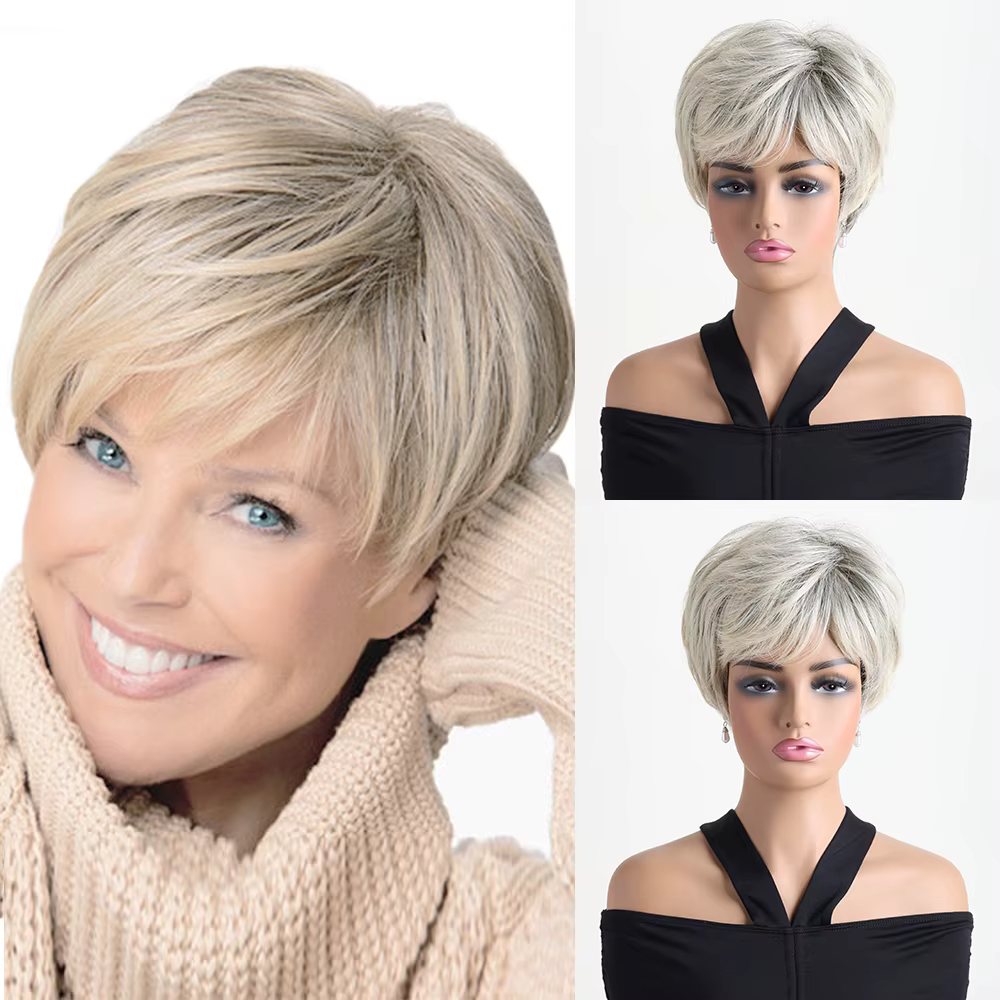 Perruque synthétique courte de 10 pouces, nouvelle collection, couleur claire, tendance, pour femme, usage quotidien, fête, Noël, festival de musique, mariage