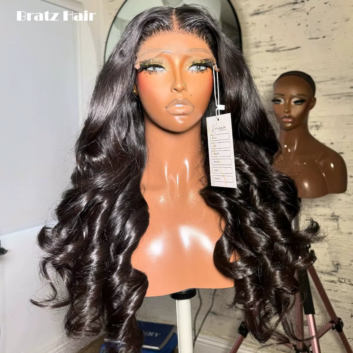 Perruque bouclée naturelle noire 5x5 en cheveux humains
