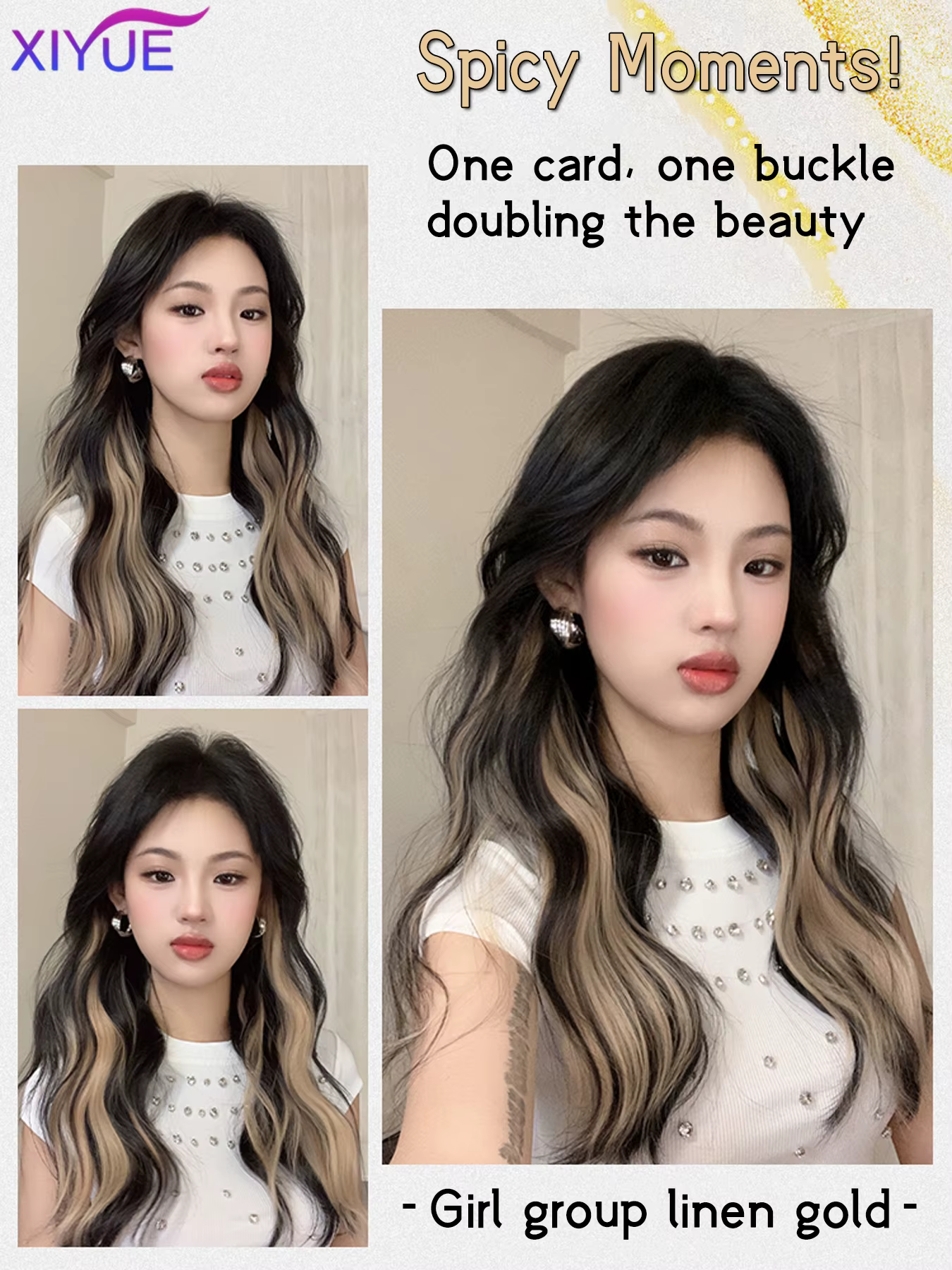 50 cm Extension de cheveux bouclés pince en postiche longue oreille suspendue perruque