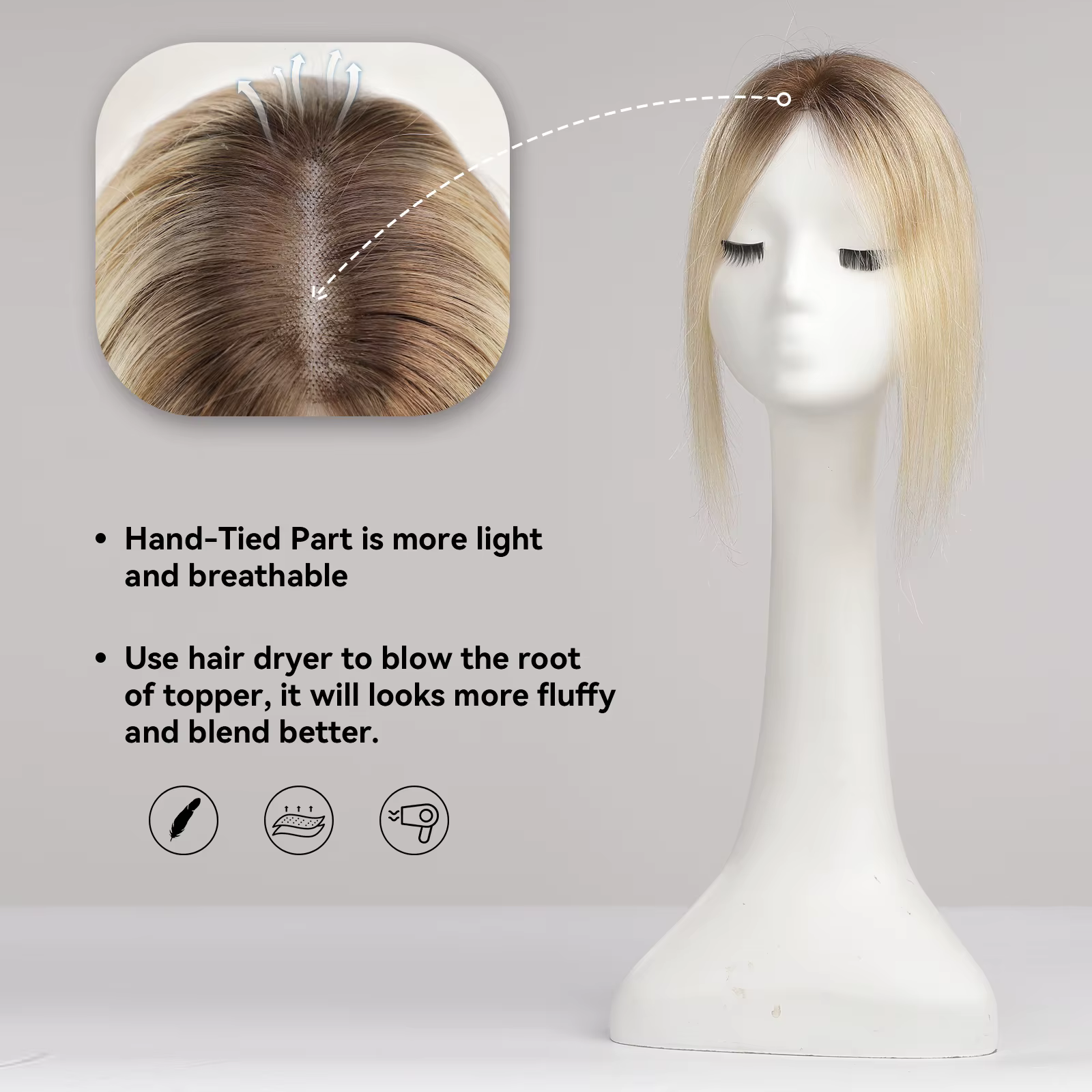 Toppers blonds à clips pour femmes