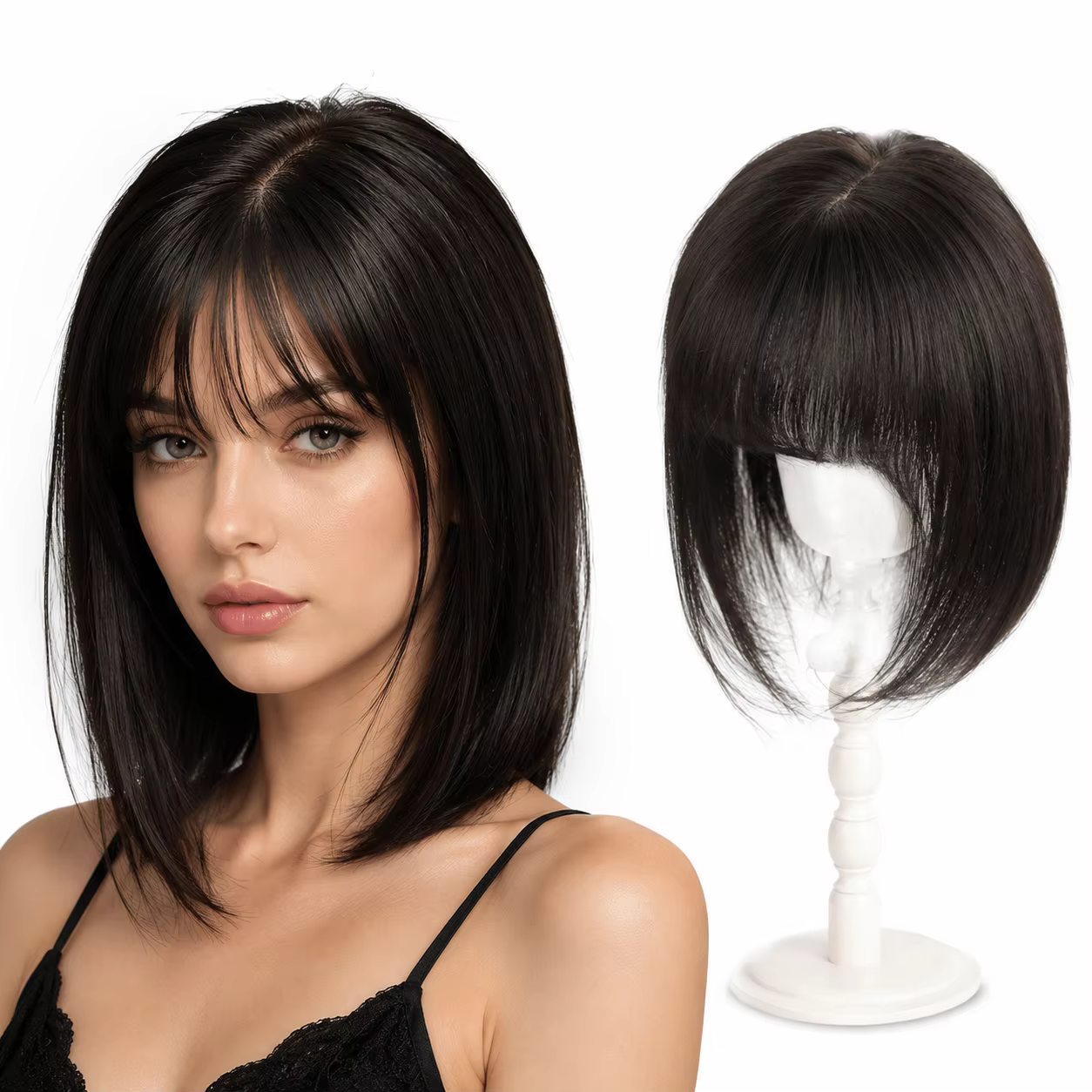Extensions capillaires naturelles en T-part avec base en dentelle pour femmes