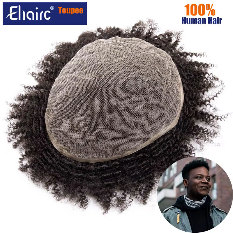 Perruque Afro pour hommes perruques toupet de haute qualité