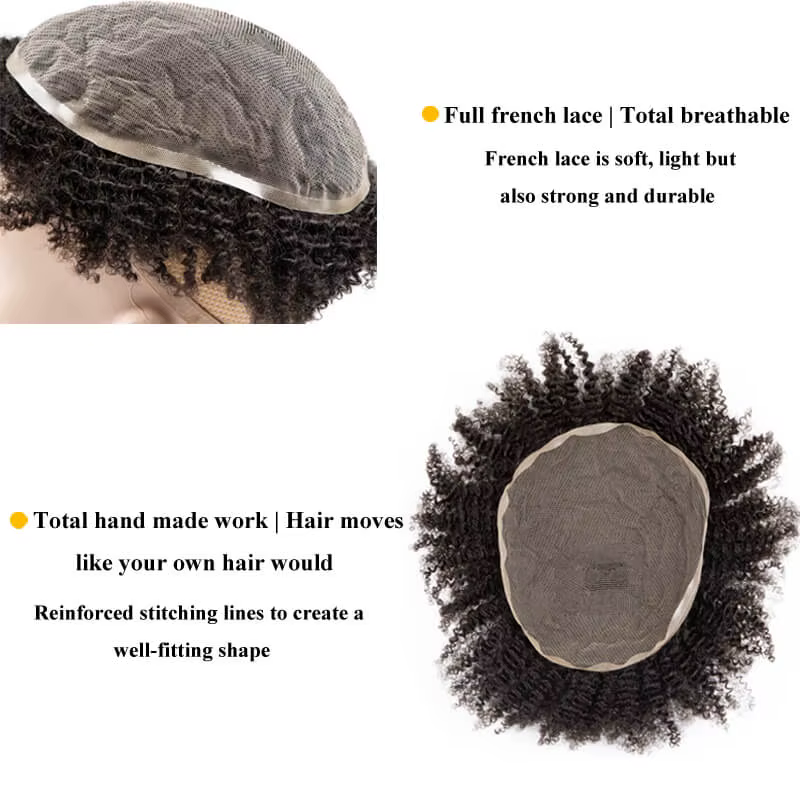 Perruque Afro pour hommes perruques toupet de haute qualité